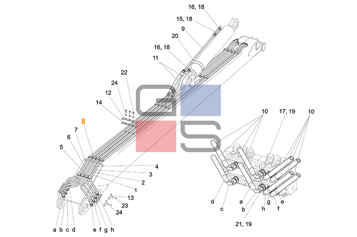 Трубопровод 94268564 подъемной стрелы* - фото 5753