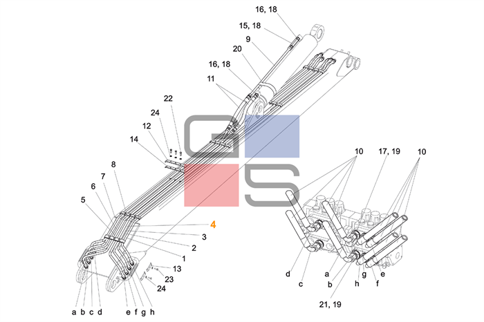Трубопровод 94268565 подъемной стрелы* - фото 5754